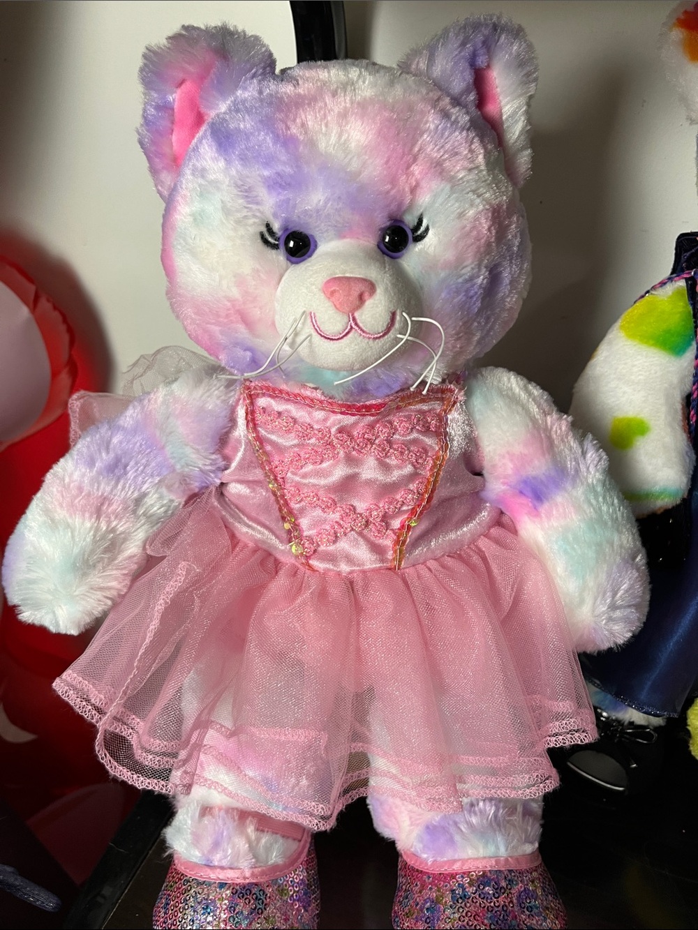 Build A Bear Plush Pastels Bear Pink Tutu Dress Sequins Shoes Kids Toy Kitty Cat